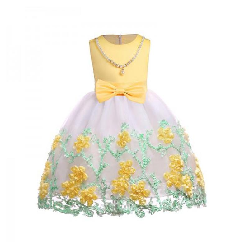 Elegant Floral Applique Sleeveless Tulle Party Dress - PrettyKid