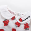 Girls Cute Lapel Strawberry Print Dress - PrettyKid