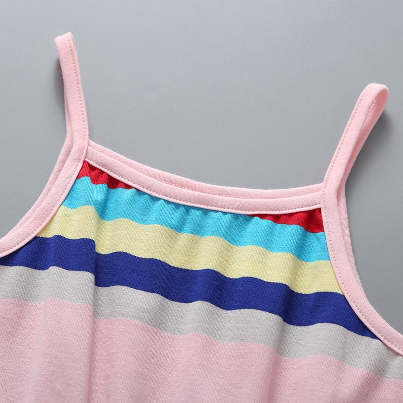 Girls' Colorful Striped Mesh Dress - PrettyKid