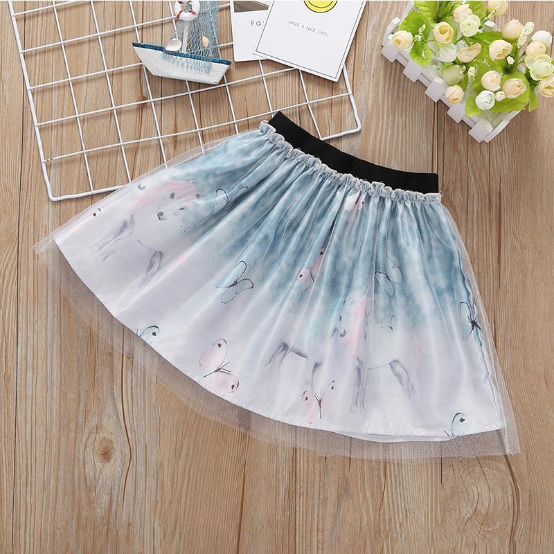 Cute Girl Cartoon Butterfly Print Mesh Skirt - PrettyKid