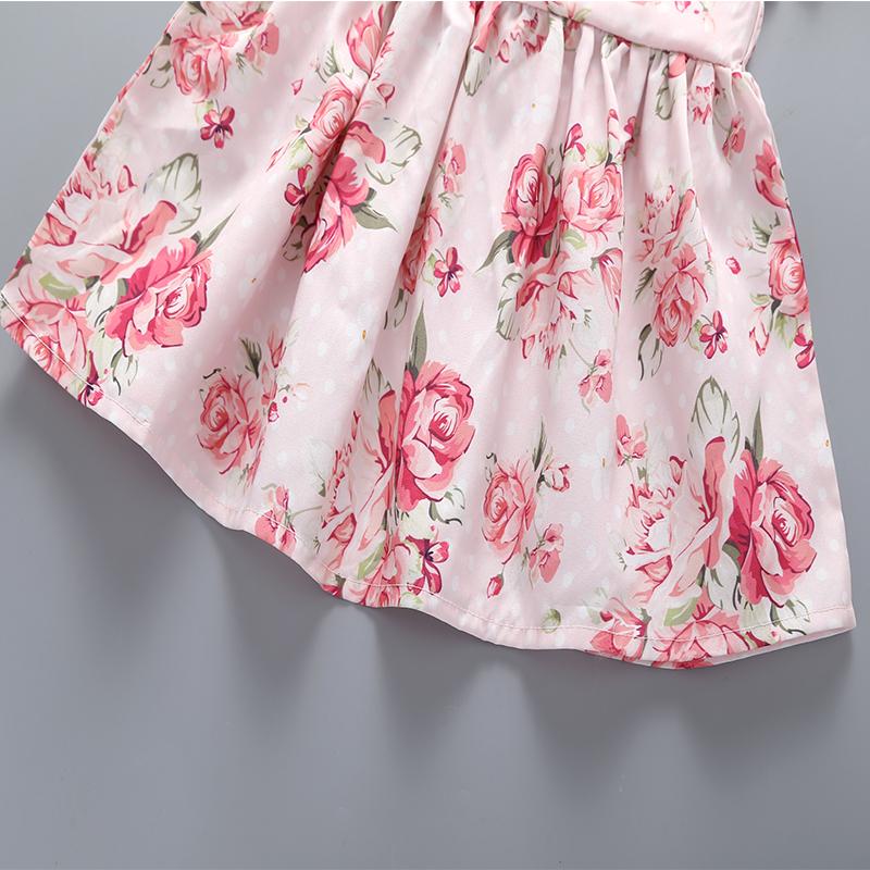 Baby Girl Ruffled Flower Print Suspender Dress - PrettyKid