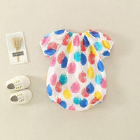 Baby Girl Colorful Balloon Print Puff Sleeve Bodysuit - PrettyKid