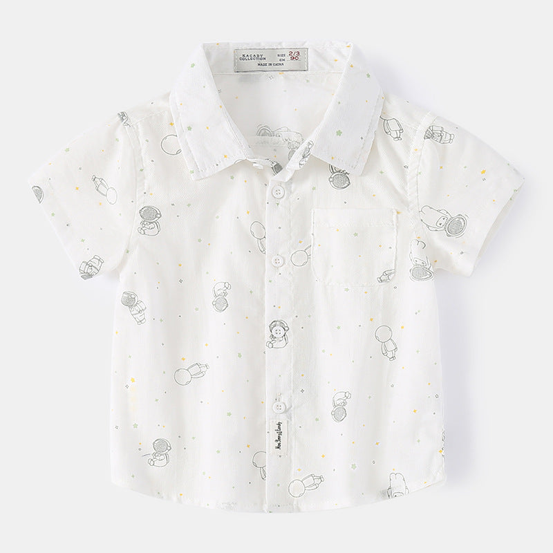 18M-6Y Toddler Short Sleeve Cartoon Shirt Boy Shirts Wholesale Boy Boutique Clothes - PrettyKid