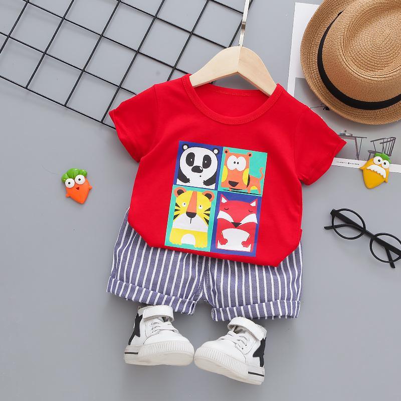 2-piece Cartoon Design T-shirt & Shorts for Children Boy - PrettyKid