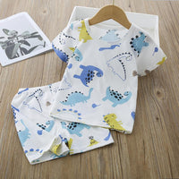 Grow Boy Shark Print Pajamas Sets - PrettyKid