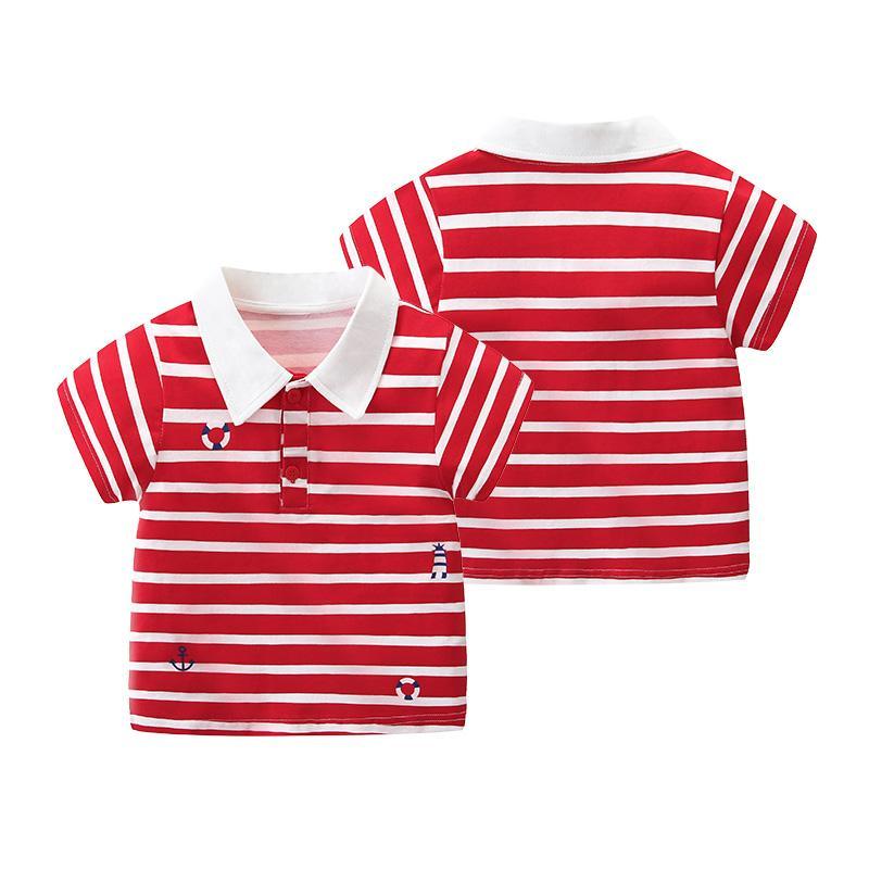 Toddler Boy Polo Collar Striped Pattern Top Wholesale Children's Clothing - PrettyKid