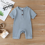 Baby Short Sleeve Solid Ribbed Bodysuit Wholesale Baby Rompers KJ250182 - PrettyKid