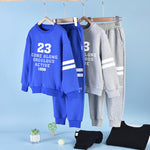 18M-7Y Solid Color Letter Number Print Long Sleeve Tops And Pants Two Sets Boy Wholesale Kids Boutique Clothing - PrettyKid