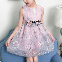 Floral Embroidered Gauze Dress for Girl - PrettyKid