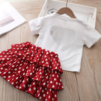 2-piece Heart-shaped Pattern Dress Set for Toddler Girl - PrettyKid