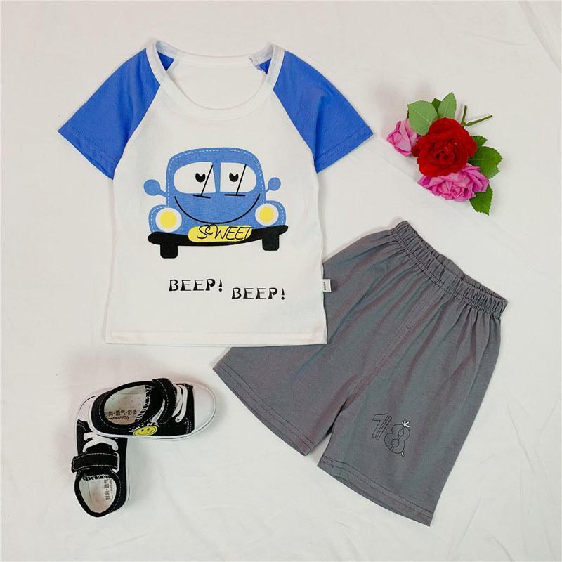 Toddler Boy Cartoon Pattern Pajama Top & Shorts - PrettyKid