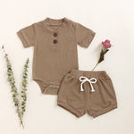2-piece Solid Knit Bodysuit & Shorts for Baby - PrettyKid