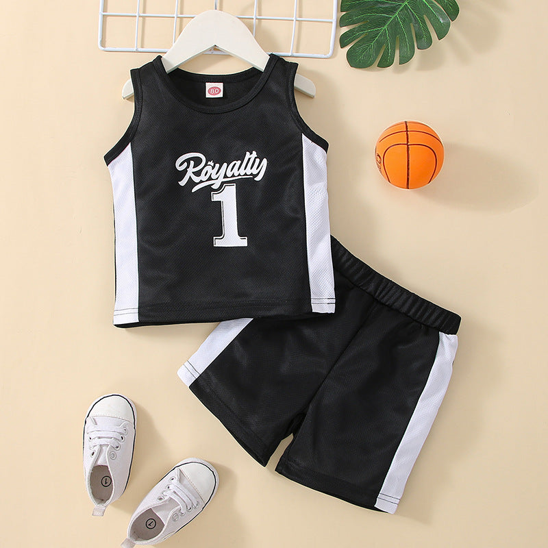 3-24M Baby Boys Tracksuit Sets Letter Contrast Tank Top & Shorts Wholesale Baby Clothing - PrettyKid