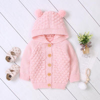 Solid Hooded Knit Coat for Baby Wholesale children's clothing - PrettyKid