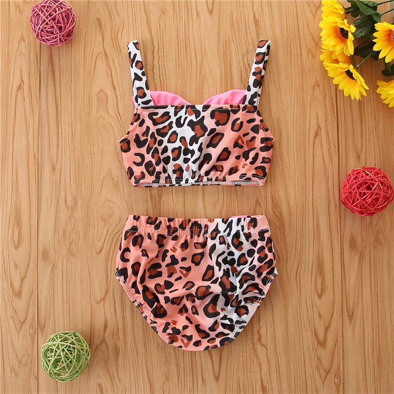 Toddler Girl 2pcs Leopard Print Swimsuit Children's Clothing - PrettyKid