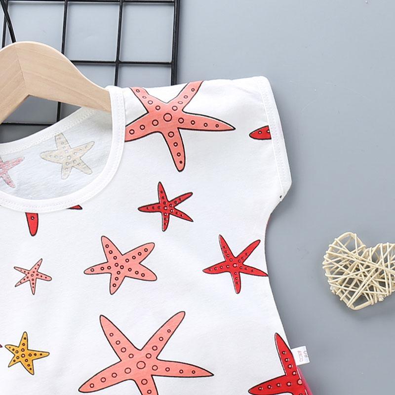 2pcs Cute Pentagram Print T-shirt and Pants - PrettyKid