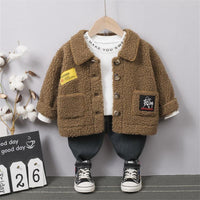 Fleece-lined Buttom Design Jacket for Children Boy - PrettyKid