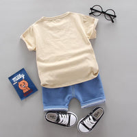 2pcs Cute Cartoon Print T-shirt and Cowpants - PrettyKid