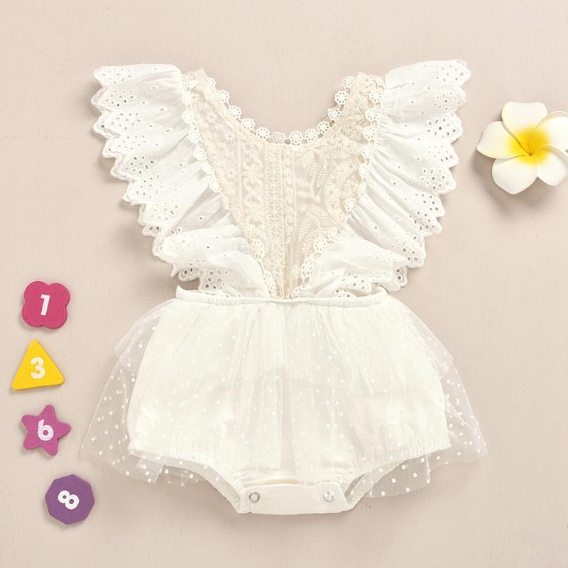 Solid Ruffle Lace Bodysuit for Baby Girl Wholesale children's clothing - PrettyKid