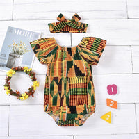 2-piece Geometric Pattern Bodysuit & Headband for Baby Girl - PrettyKid