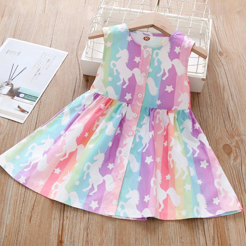 Toddler Girl Unicorn Print Dress - PrettyKid