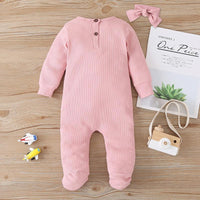 Baby Solid Footed Long-sleeve Jumpsuit - PrettyKid