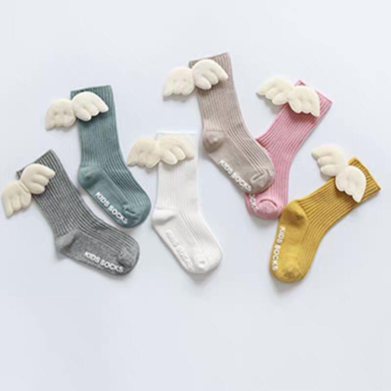 Cute Letter Pattern Soild Wing Decoration Socks - PrettyKid