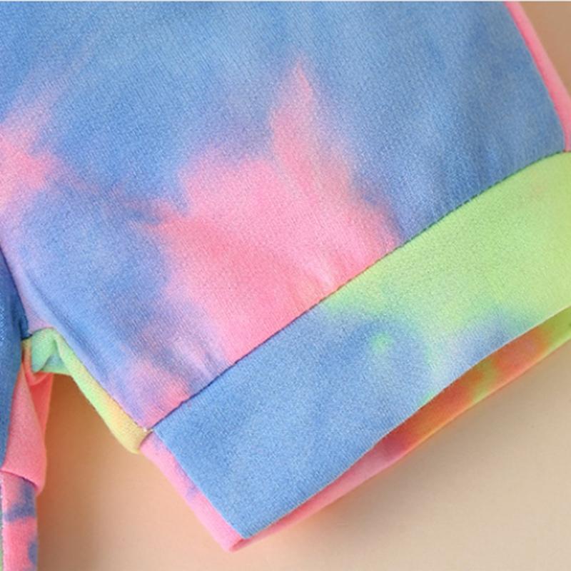 Baby Tie Dye Pattern Sleeveless Hooded Top & Shorts Children's Clothing - PrettyKid