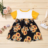 Toddler Girl Sunflower Print Dress - PrettyKid