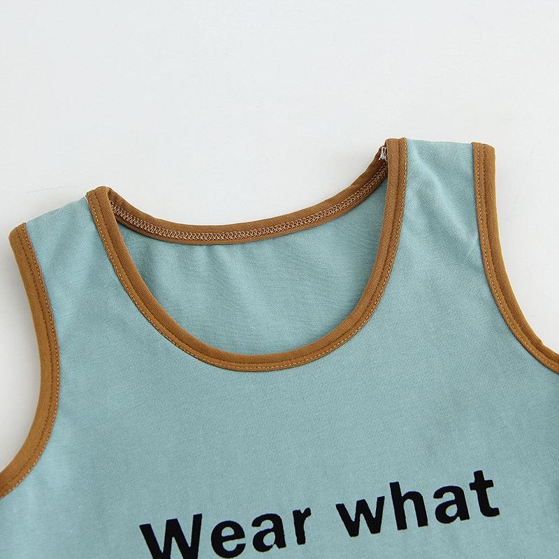 Toddler Boy Letter Print Vest & Striped Shorts - PrettyKid