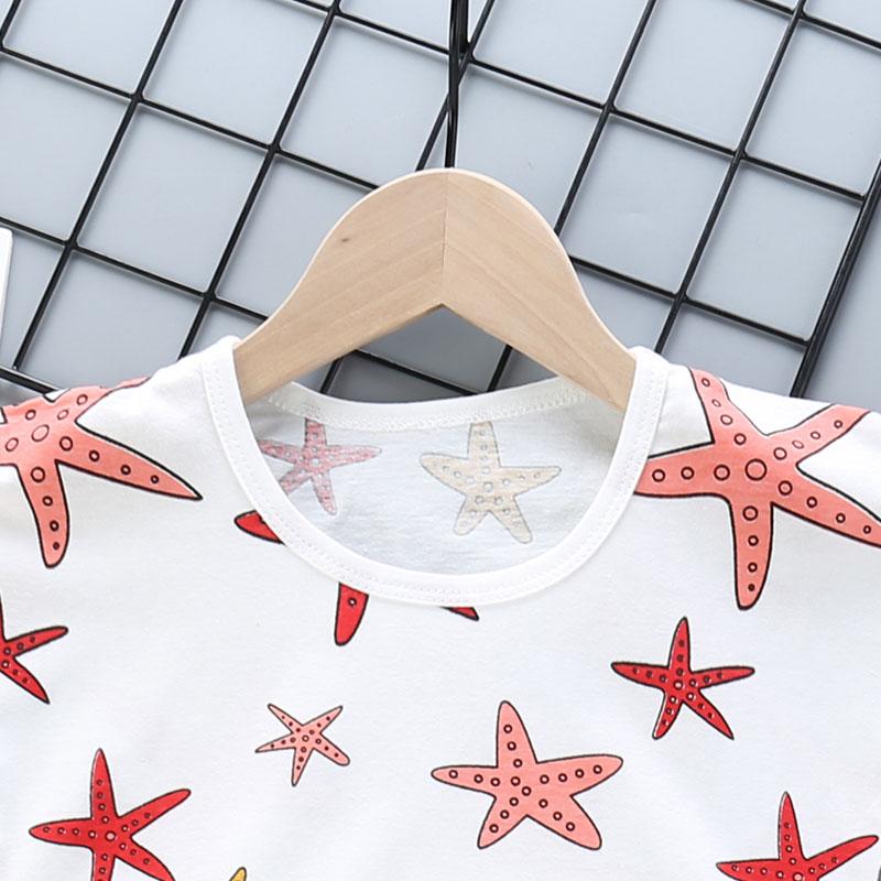 2pcs Cute Pentagram Print T-shirt and Pants - PrettyKid