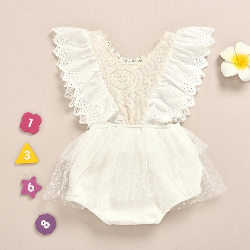 Solid Ruffle Lace Bodysuit for Baby Girl Wholesale children's clothing - PrettyKid