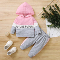 2-piece Color-block Hoodie & Pants for Baby Girl - PrettyKid