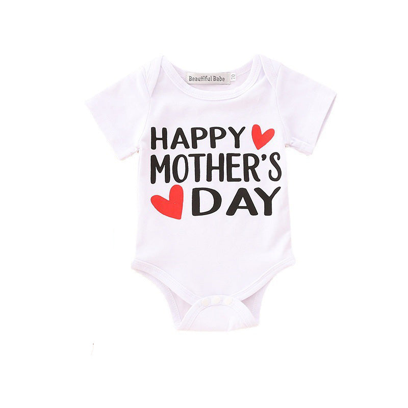3-24M Baby Jumpsuit Mother'S Day Lettering Short Sleeves Wholesale Baby Clothes - PrettyKid