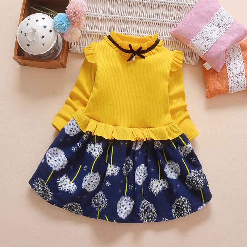 Fashion Color-block Floral Dress Wholesale children's clothing - PrettyKid