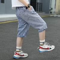 Kid Boy Letter Graffiti Denim Pants 2/3 - PrettyKid