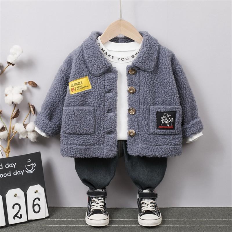 Fleece-lined Buttom Design Jacket for Children Boy - PrettyKid