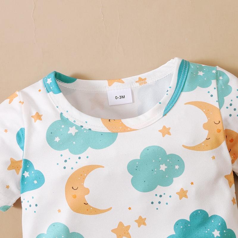 Baby Cartoon Starry Sky Print Romper - PrettyKid