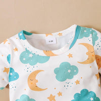 Baby Cartoon Starry Sky Print Romper - PrettyKid