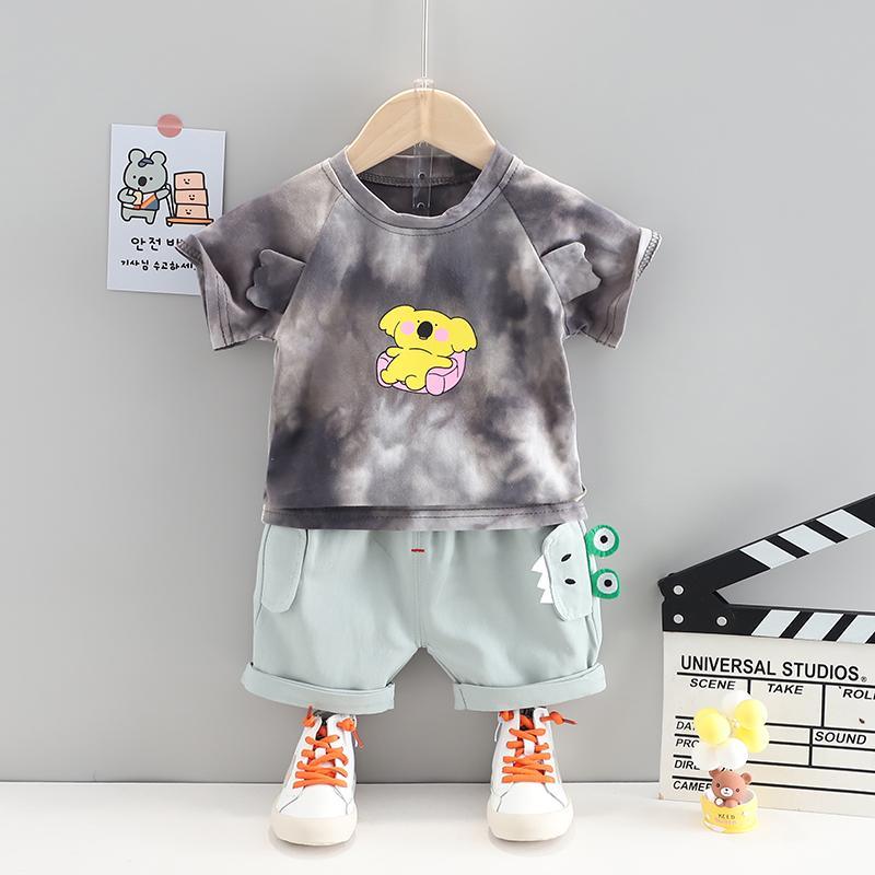 Toddler Boy Tie-dye T-shirt & Crocodile Shorts Wholesale Children's Clothing - PrettyKid