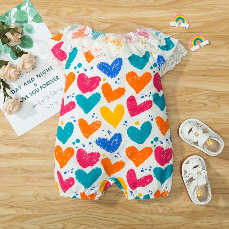 Heart-shaped Pattern Bodysuit for Baby Girl - PrettyKid