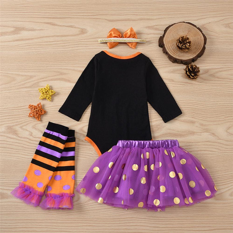 Baby Girls 4-Piece Letter Printed Romper & Tulle Skirt Wholesale Baby Store - PrettyKid