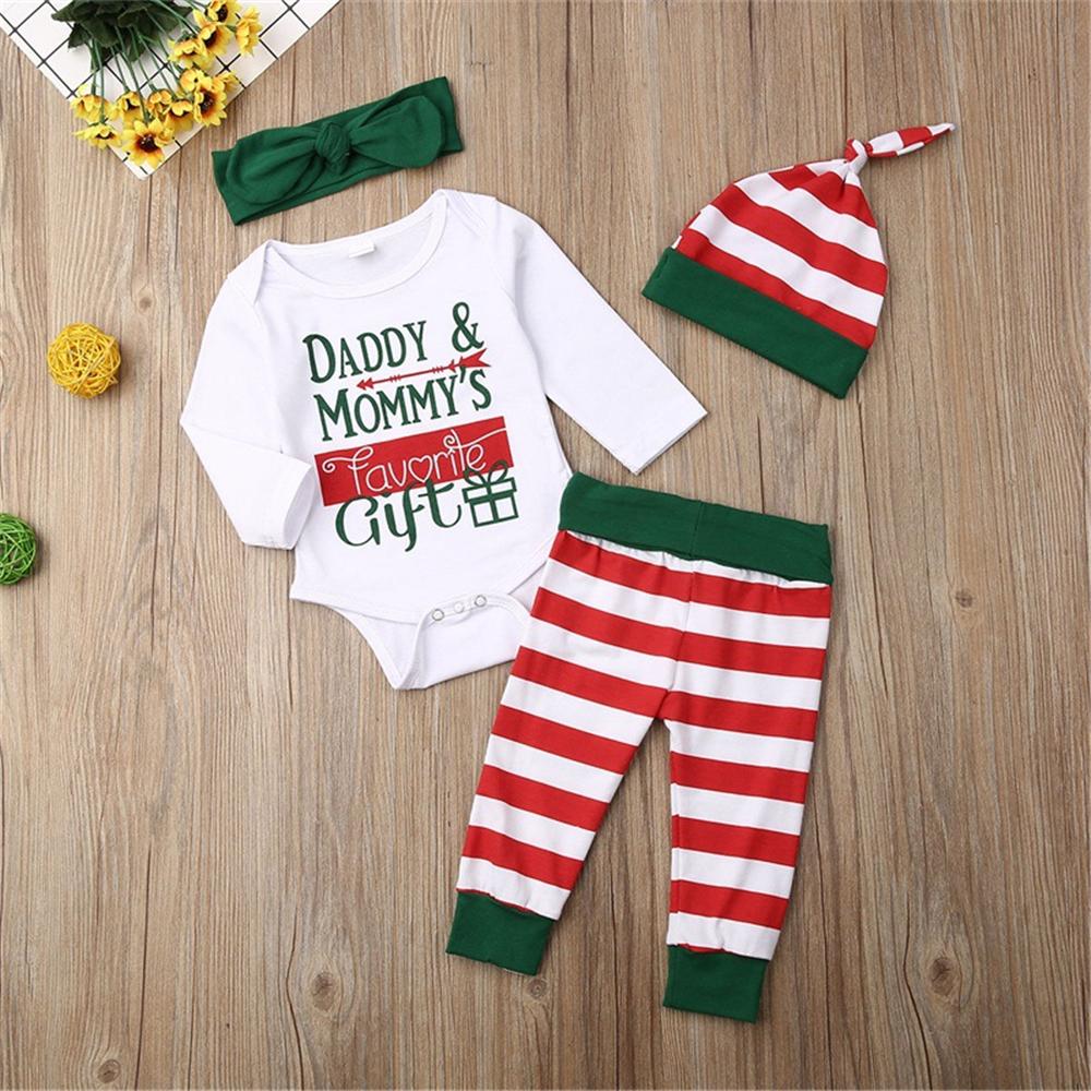 Baby 4-Piece Letter Striped Printed Sets Baby Clothes Vendors - PrettyKid