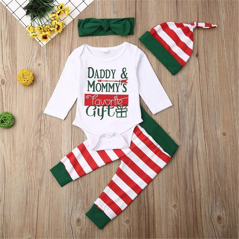 Baby 4-Piece Letter Striped Printed Sets Baby Clothes Vendors - PrettyKid