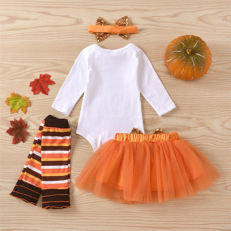 Baby Girls 4-Piece Thanksgiving Romper & Tulle Tutu Baby Boutique Wholesale - PrettyKid