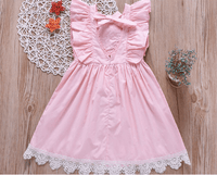 Fashionable Girls Fly Sleeve Flowers Lace Princess Dress - PrettyKid