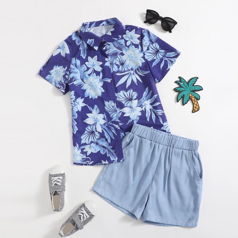 Girl Flower Pattern Shirt & Shorts - PrettyKid