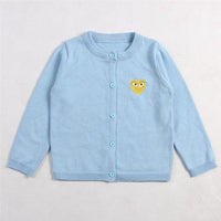 Toddler Kids Solid Color Love Embroidery Cardigan Cotton Thread Knitted Cardigan Coat - PrettyKid