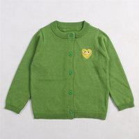 Toddler Kids Solid Color Love Embroidery Cardigan Cotton Thread Knitted Cardigan Coat - PrettyKid