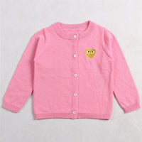 Toddler Kids Solid Color Love Embroidery Cardigan Cotton Thread Knitted Cardigan Coat - PrettyKid